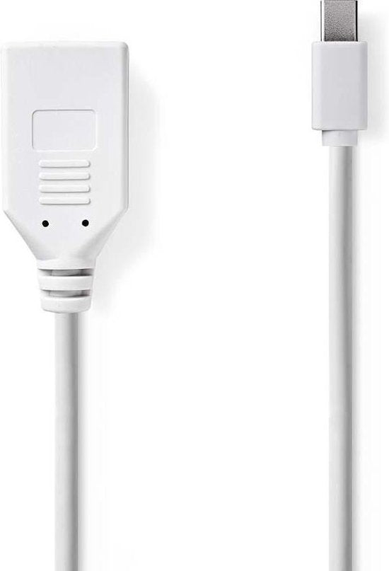 Nedis Mini DisplayPort-Kabel - DisplayPort 1.2 - Mini-DisplayPort Male - DisplayPort Female - 21.6 Gbps - Vernikkeld - 0.20 m - Rond - PVC - Wit - Polybag - afbeelding 8