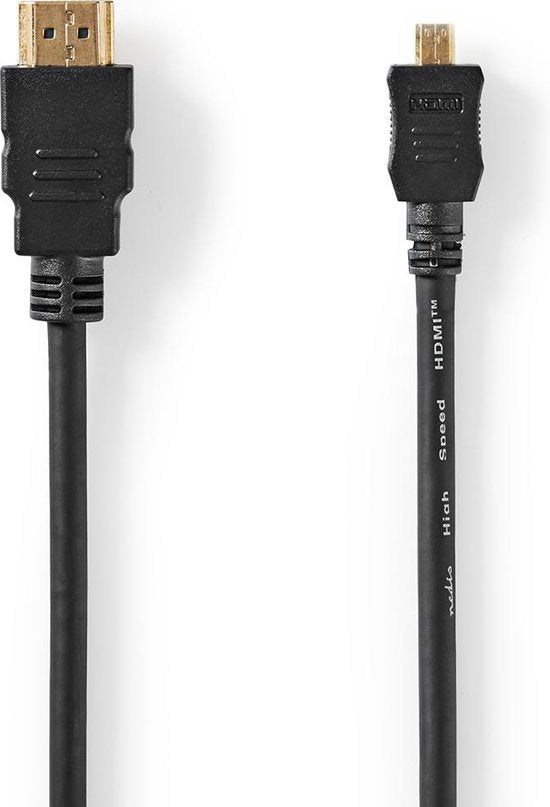 Nedis High Speed ​​HDMI-Kabel met Ethernet - HDMI Connector - HDMI Micro-Connector - 4K@30Hz - 10.2 Gbps - 1.50 m - Rond - PVC - Zwart - Label - afbeelding 1