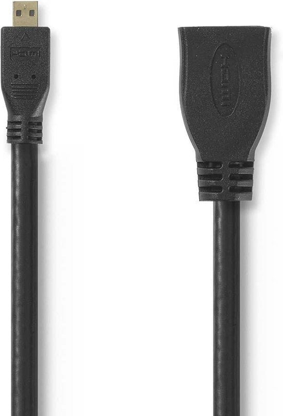 Nedis High Speed ​​HDMI-Kabel met Ethernet - HDMI Micro-Connector - HDMI Output - 4K@30Hz - 10.2 Gbps - 0.20 m - Rond - PVC - Zwart - Envelop - afbeelding 5