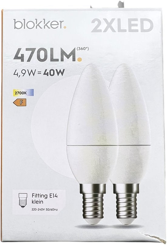 2 x LED Kaarslamp 40watt (4,9 w) Matt E14 2700 kelvin (warm wit) - afbeelding 1