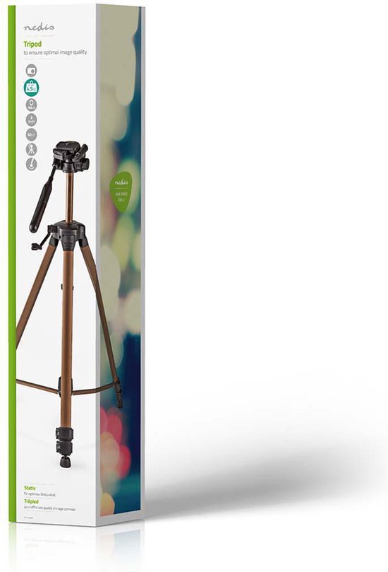 Statief - Maximaal draagvermogen: 4.5 kg - Minimale werkhoogte: 60.0 cm - Maximale werkhoogte: 156.0 cm - 3 Segmenten - Pan & Tilt - Inclusief reistas - Zelfnivellerende voeten - ABS / Aluminium - afbeelding 7