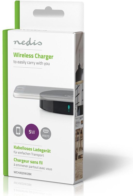 Nedis Draadloze Oplader - 5 W - 1.0 A - LED-indicatie in gebruik - Inclusief kabel - Micro-USB - 1.00 m - afbeelding 5