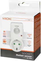 Doorvoerstekker met bewegingsmelder,( NIET VOOR BELGIE GESCHIKT !! )Schakelt diversen apparaten tot 1200 watt - Plug-in Bewegingssensor met stopcontact - PIR Sensor IP20 - 120 ° Detectie - Voor Nederlands Stopcontact - afbeelding 5