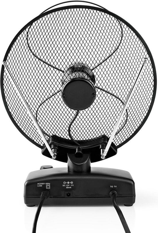 Nedis Binnenantenne - Actief - FM / UHF / VHF - Ontvangstbereik: 0-25 km - LTE800 - Versterking: 36 dB - Versterkingsregelaar - ABS - Zwart - afbeelding 3