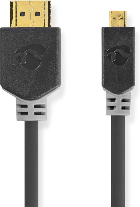 Nedis High Speed ​​HDMI-Kabel met Ethernet - HDMI Connector - HDMI Micro-Connector - 4K@30Hz - 10.2 Gbps - 2.00 m - Rond - PVC - Antraciet - Window Box - afbeelding 2