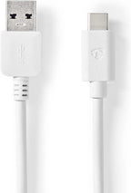 Nedis USB-Kabel - USB 3.2 Gen 2 - USB-A Male - USB-C Male - 60 W - 10 Gbps - Vernikkeld - 1.00 m - Rond - PVC - Wit - Doos - afbeelding 5