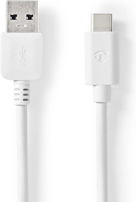 Nedis USB-Kabel - USB 3.2 Gen 2 - USB-A Male - USB-C Male - 60 W - 10 Gbps - Vernikkeld - 1.00 m - Rond - PVC - Wit - Doos - afbeelding 5