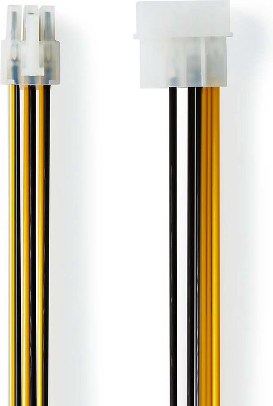 Nedis Interne Voedingskabel - Molex Male - PCI-Express Male - Verguld - 0.20 m - Rond - PVC - Geel / Zwart - Envelop - afbeelding 3