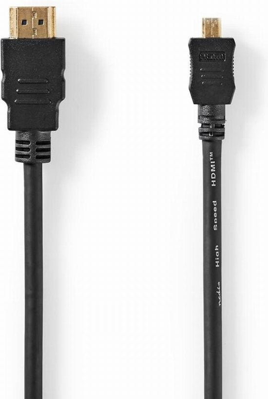 Nedis High Speed ​​HDMI-Kabel met Ethernet - HDMI Connector - HDMI Micro-Connector - 4K@30Hz - 10.2 Gbps - 1.50 m - Rond - PVC - Zwart - Label - afbeelding 4