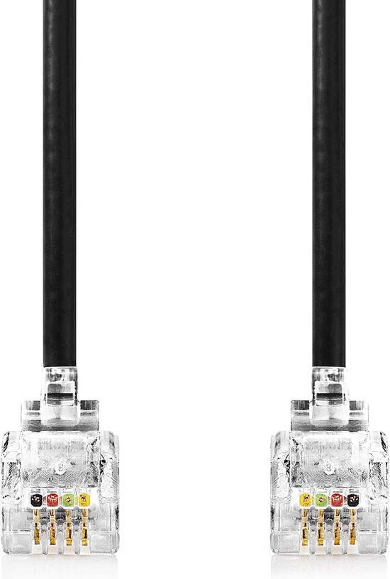 Nedis Telecomkabel - RJ10 Male - RJ10 Male - 5.00 m - Kabel design: Gekruld - Kabeltype: RJ10 - Zwart - Envelop - afbeelding 1