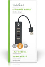 Nedis USB-Hub - USB-A Male - 4x USB A Female - 4-Poorts poort(en) - USB 2.0 - USB Gevoed - afbeelding 5
