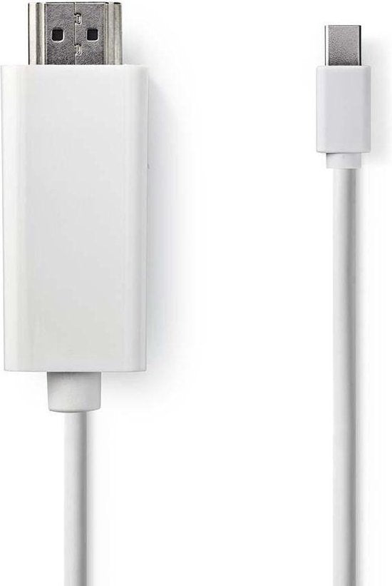 Nedis Mini DisplayPort-Kabel - DisplayPort 1.2 - Mini-DisplayPort Male - HDMI Connector - 21.6 Gbps - Vernikkeld - 2.00 m - Rond - PVC - Wit - Label - afbeelding 2