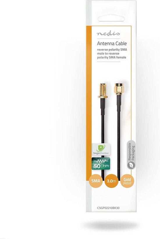 Antennekabel | SMA Male (Omgekeerde Polariteit) - SMA Female (Omgekeerde Polariteit) | m | Zwart - afbeelding 6