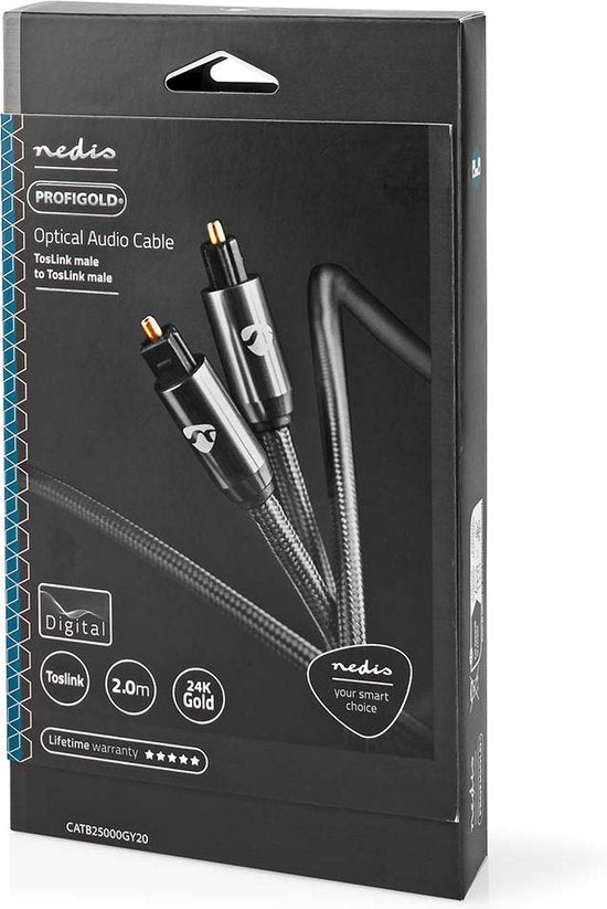 Nedis Digitale Audiokabel | TosLink Male - TosLink Male | Gun Metal Grey | Gevlochten Kabel - afbeelding 14
