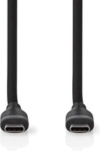 Nedis USB-Kabel - USB 2.0 - USB-C Male - USB-C Male - 60 W - 480 Mbps - Vernikkeld - 1.50 m - Rond - Silicone - Zwart - Doos - afbeelding 1
