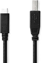 Nedis USB-Kabel - USB 2.0 - USB-C Male - USB-B Male - 480 Mbps - Vernikkeld - 2.00 m - Rond - PVC - Zwart - Doos - afbeelding 2