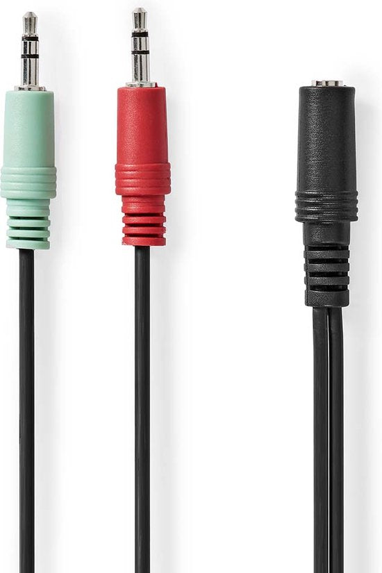 Nedis Stereo-Audiokabel - 3,5 mm Female - 2x 3,5 mm Male - Vernikkeld - 0.20 m - Rond - Zwart - Doos - afbeelding 3