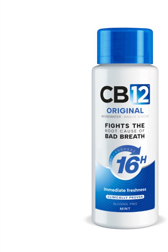 CB12 Original Mondwater - Beschermt 12 uur lang tegen een slechte adem - Met Fluoride voor bescherming tegen gaatjes - Frisse mentholsmaak - Alcoholvrije mondspoeling - 250ml - afbeelding 16
