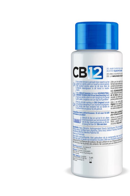 CB12 Original Mondwater - Beschermt 12 uur lang tegen een slechte adem - Met Fluoride voor bescherming tegen gaatjes - Frisse mentholsmaak - Alcoholvrije mondspoeling - 250ml - afbeelding 13