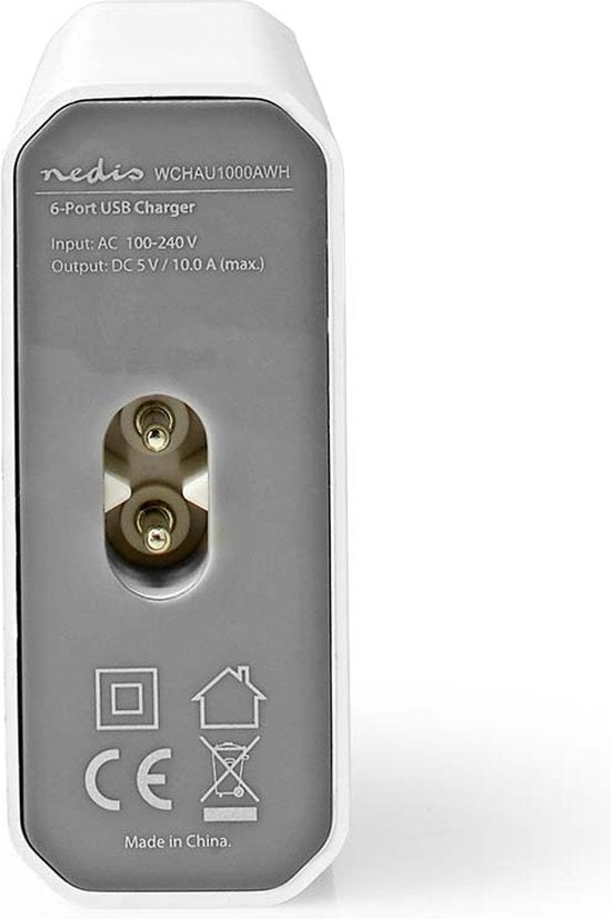 Nedis Oplader - 1x 2,1 A / 2x 2,4 A / 3x 1,0 A - Outputs: 6 - Poorttype: 6x USB-A - Geen Kabel Inbegrepen - 50 W - Enkele voltage selectie - afbeelding 5