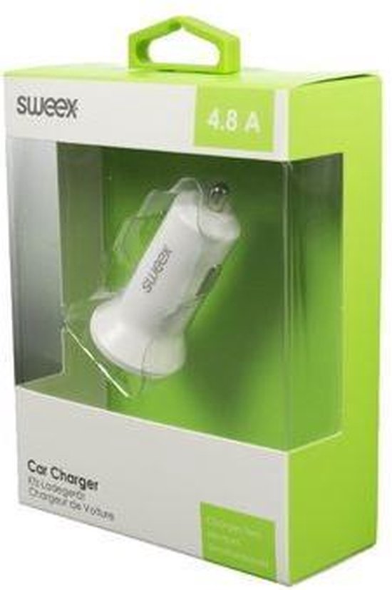 Sweex CH-012WH Autolader 2-uitgangen 4.8 A 2x Usb Wit - afbeelding 5