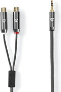 Nedis Stereo-Audiokabel - 3,5 mm Male - 2x RCA Female - Verguld - 0.20 m - Rond - Grijs / Gun Metal Grijs - Cover Window Box - afbeelding 1
