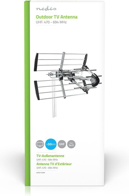 Nedis Buitenantenne - UHF - Ontvangstbereik: ≥50 km - LTE700 - Versterking: 14 dB - 75 Ohm - Antenne lengte: 841 mm - ABS / Aluminium - afbeelding 4