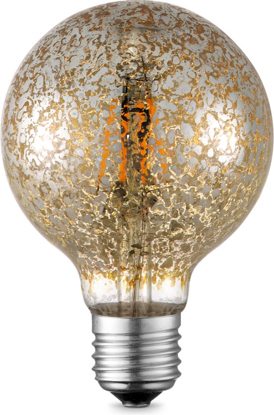 Home Sweet Home - Edison Vintage E27 LED filament lichtbron Globe - Goud - 9.5/9.5/13.5cm - G95 Deco - Retro LED lamp - Dimbaar - 4W 340lm 2700K - - afbeelding 1