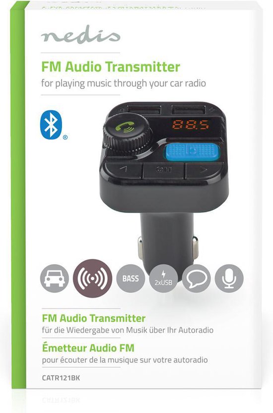 FM-Audiotransmitter voor Auto - Gefixeerd - Handsfree bellen - 0.8 " - LED-Scherm - Bluetooth - 5.0 V DC / 1.0 A / 5.0 V DC / 2.4 A - Bass boost - Google Assistant / Siri - Zwart - afbeelding 11