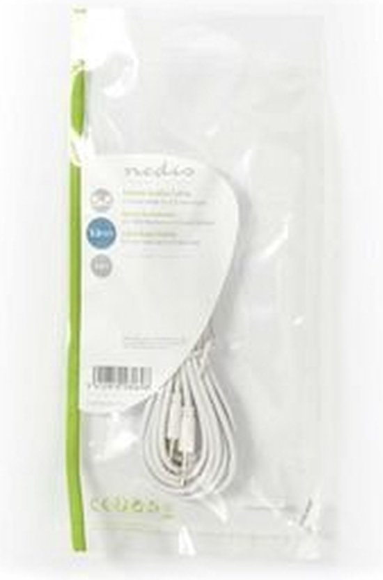 Nedis Stereo-Audiokabel - 3,5 mm Male - 3,5 mm Male - Vernikkeld - 3.00 m - Rond - Wit - Polybag - afbeelding 5
