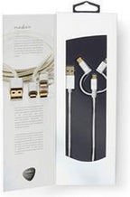 Nedis 3-in-1-Kabel - USB 2.0 - USB-A Male - Apple Lightning 8-Pins / USB Micro-B Male / USB-C Male - 480 Mbps - 1.00 m - Verguld - Rond - PVC - Aluminium - Cover Window Box - afbeelding 18