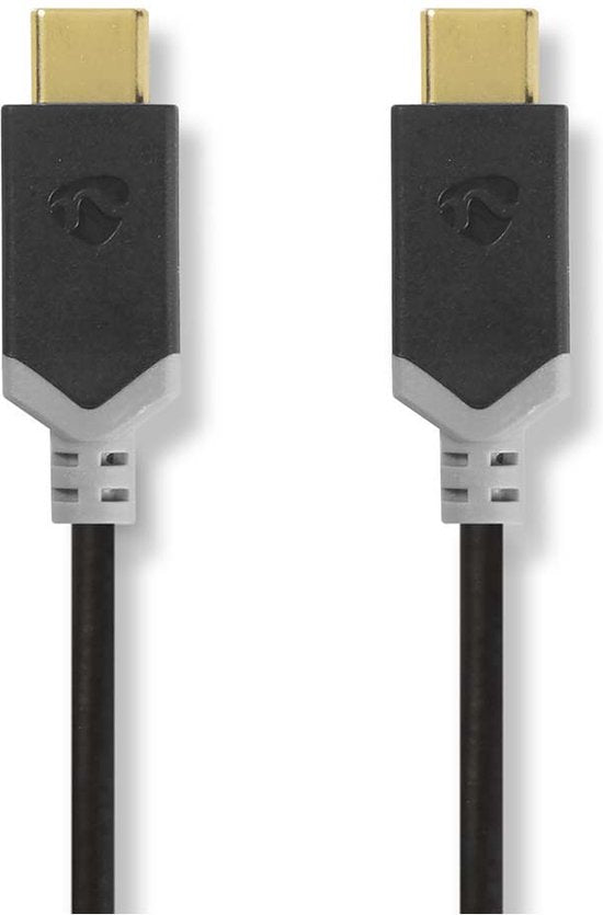 Nedis USB-C naar USB-C kabel - tot 20V/3A / zwart - 1 meter Antraciet — EAN 5412810263608