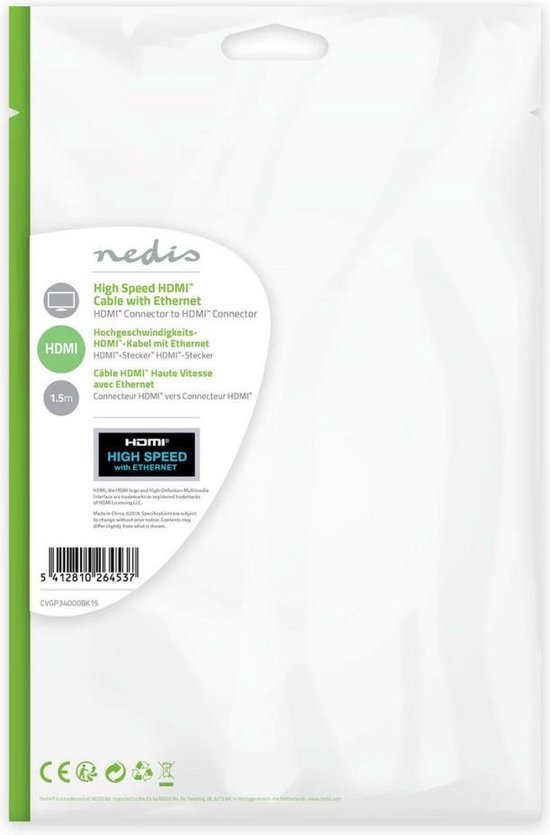 High Speed met Ethernet | HDMI™ Connector | HDMI™ Connector | | | m | | | Zwart | - afbeelding 53