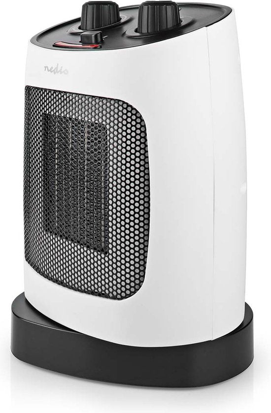 Nedis Keramische PTC-Ventilatorkachel - 1000 / 2000 W - 2 Verwarmingsmodi - Instelbare thermostaat - Draait automatisch - Oververhittingsbeveiliging - Omvalpreventie - afbeelding 6