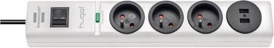 Stekkerdoos 3-Wegs 2 m Wit - Frans / 2x USB - afbeelding 1