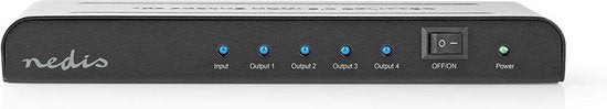 Nedis HDMI-Splitter - 4-Poorts poort(en) - HDMI Input - 4x HDMI Output - 4K@60Hz - 18 Gbps - Metaal - Antraciet - afbeelding 1